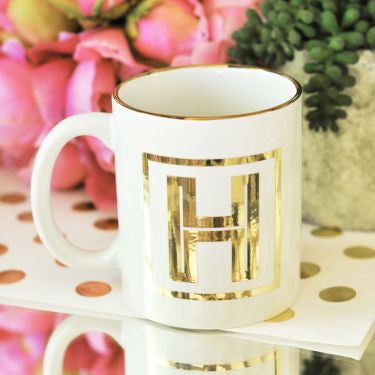 Monogramed Gold Single Initial Coffee Mug – Southern Touch Monograms