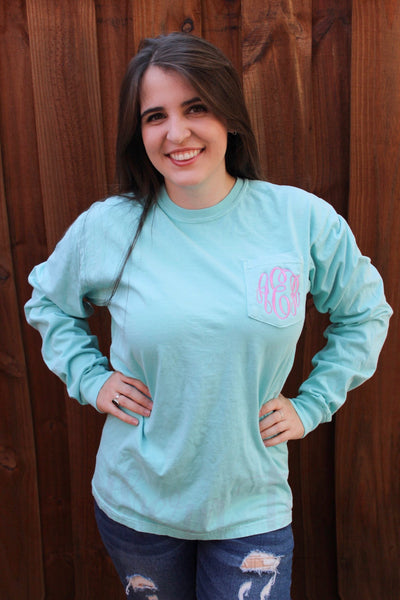 Monogrammed Long Sleeve Comfort Colors Tee – Gifted Boutique LLC