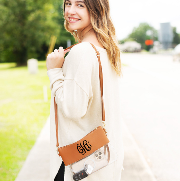 Monogrammed Clear Crossbody Bag